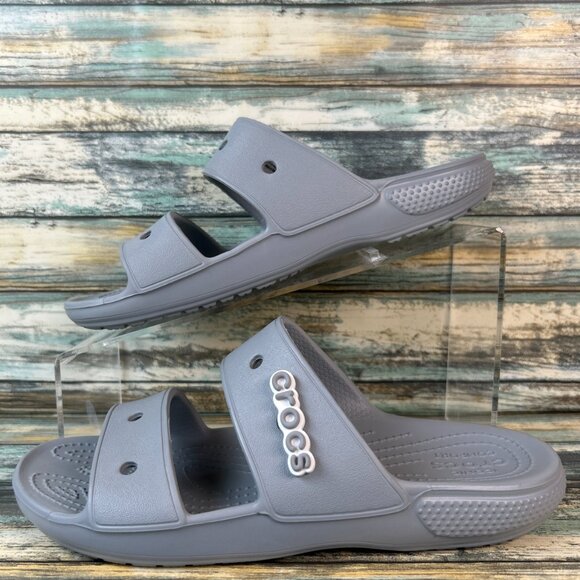 CROCS Slide Sandals Womens Size 7 Gray Rubber Lightweight Slip On Casual Comfort - Picture 2 of 11